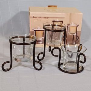 Black metal with glass candle holders, three tiers, new in box